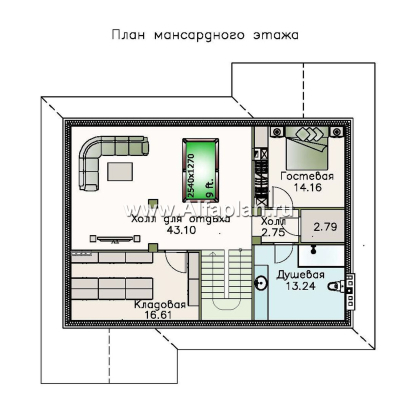 «Айвенго»- проект двухэтажного дома, с биллиардной в мансарде, с террасой, в стиле замка - превью план дома