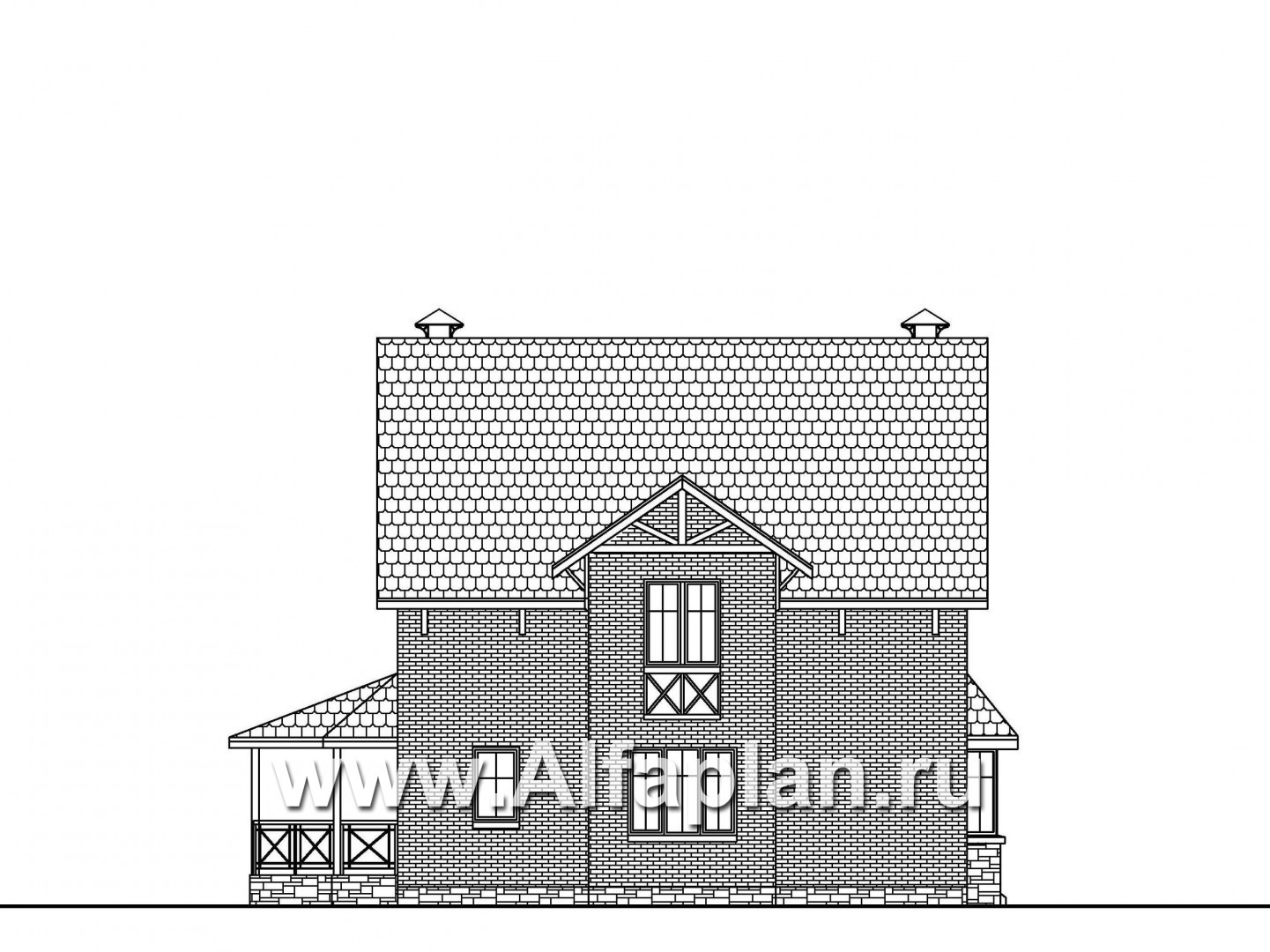 «Дуэт» - проект дуплекса, с эркером, в стиле фахверк - фасад дома