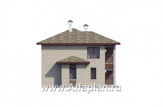 Проекты домов Альфаплан - "Рациональ" - проект двухэтажного дома из кирпича, с балконом - превью фасада №3