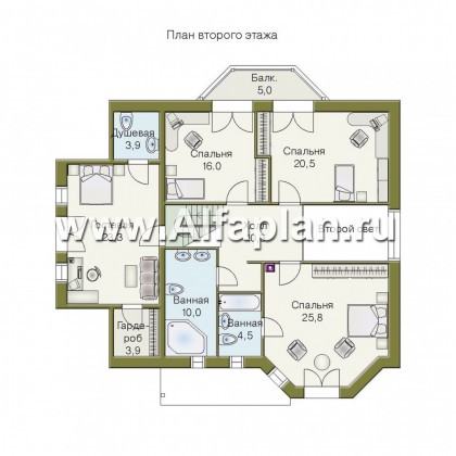 Проекты домов Альфаплан - «Престиж» - удобный и просторный коттедж - превью плана проекта №3