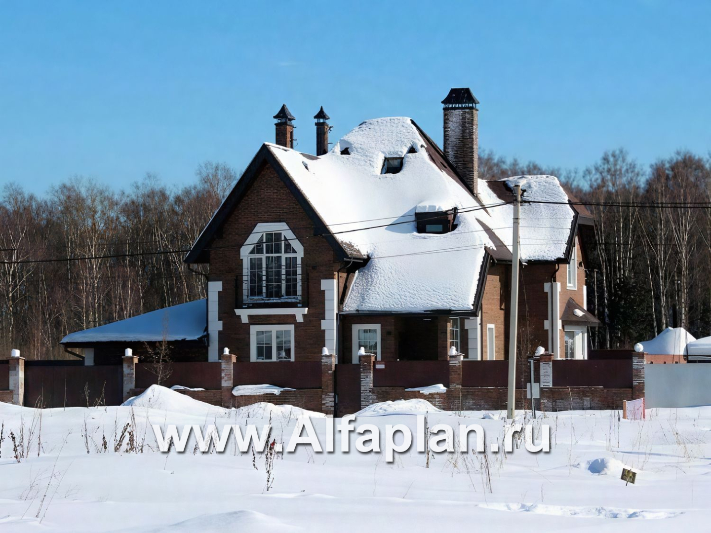 «Приорат» - проект коттеджа с мансардой, кабинет на 1 эт, с террасой и с эркером, с гаражом на 1 авто - дизайн дома №4