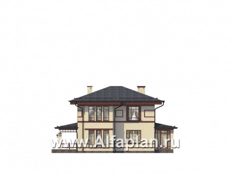 Проект двухэтажного дома, таунхаус, коттедж на две семьи - превью фасада дома