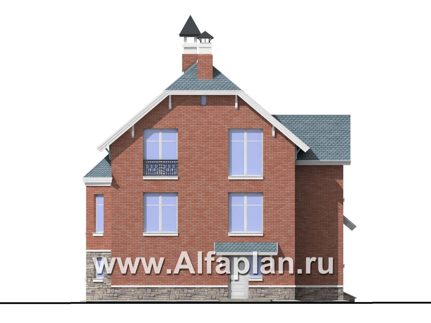 «Корвет» - проект трехэтажного дома, из газобетона, с гаражом на 2 авто в цоколе, с эркером - фасад дома