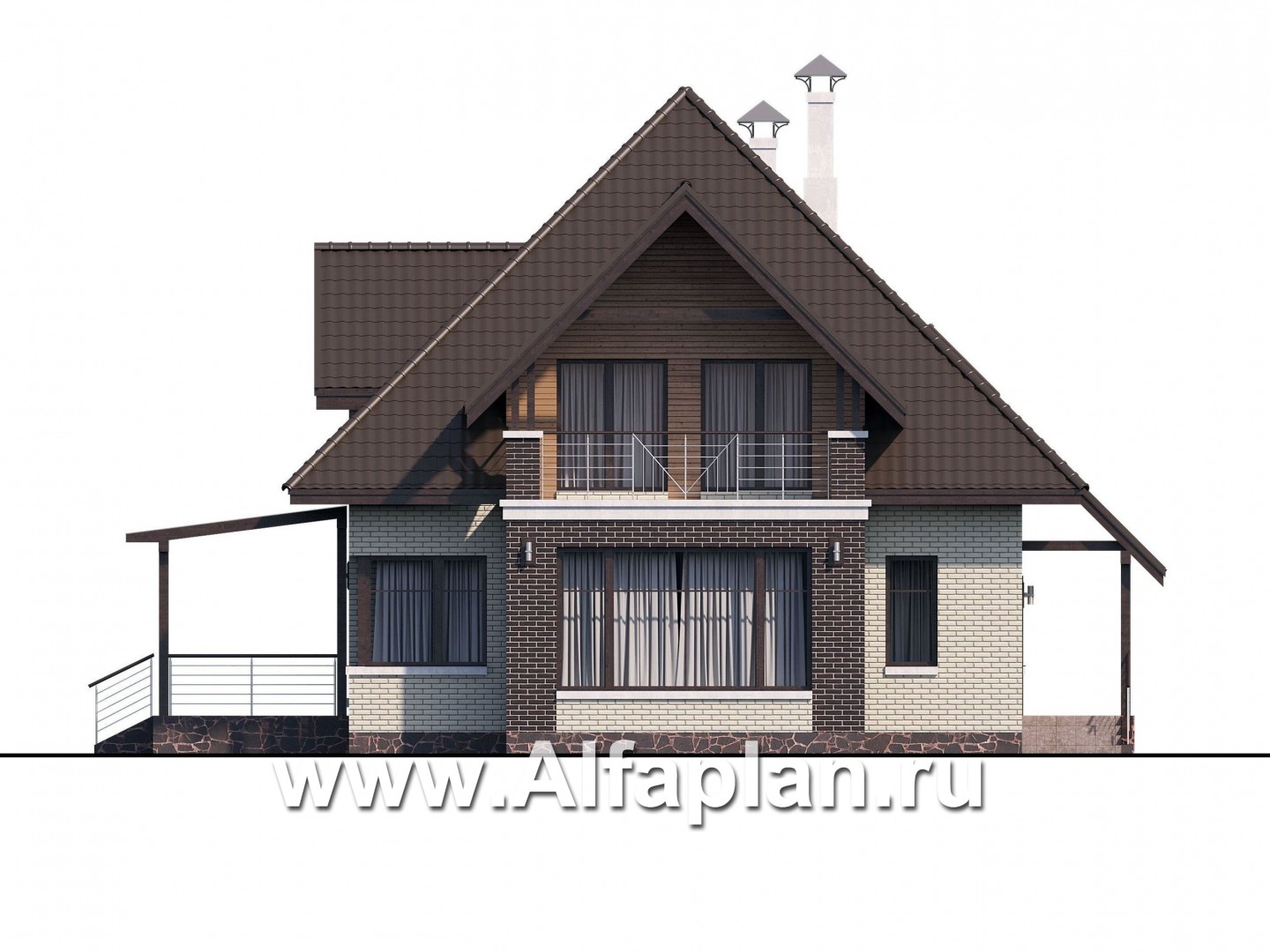 Проекты домов Альфаплан - «Арктур»  - современный мансардный дом - изображение фасада №1