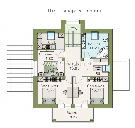 «Арктур» - проект дома с мансардой, из газобетона, с сауной и с террасой, современный стиль - превью план дома