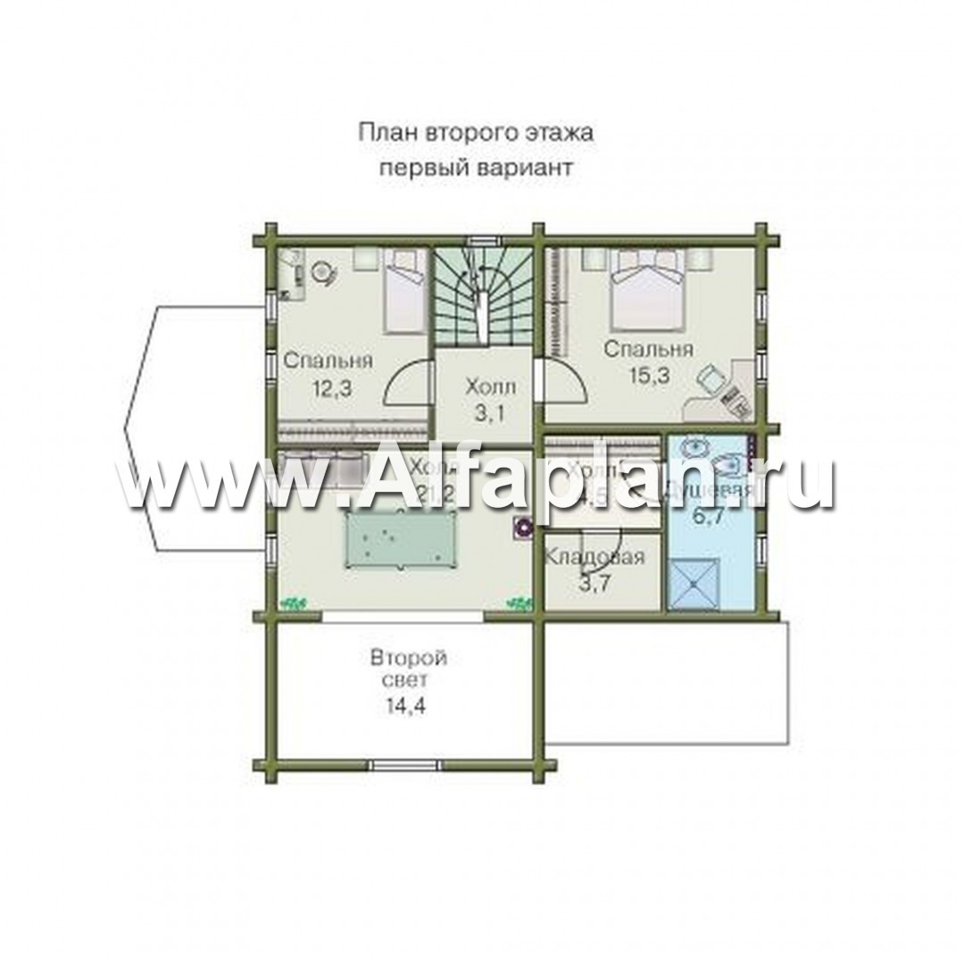 Проекты домов Альфаплан - «Усадьба» - деревянный  коттедж с высоким цоколем - изображение плана проекта №3