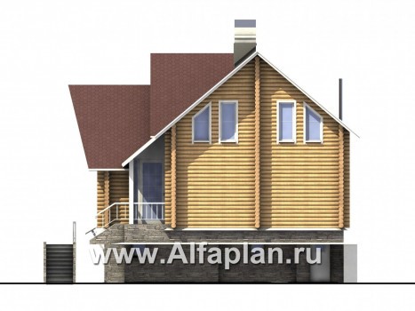 Проекты домов Альфаплан - «Усадьба» - деревянный  коттедж с высоким цоколем - превью фасада №2