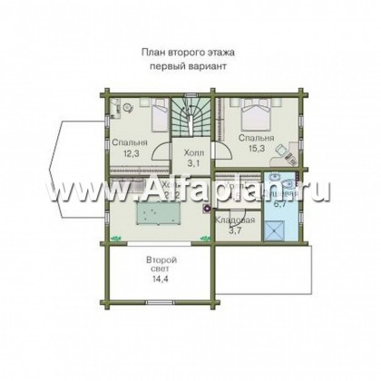 Проекты домов Альфаплан - «Усадьба» - деревянный  коттедж с высоким цоколем - превью плана проекта №3