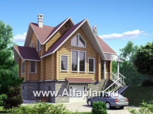 Проекты домов Альфаплан - «Усадьба» - деревянный  коттедж с высоким цоколем - превью основного изображения