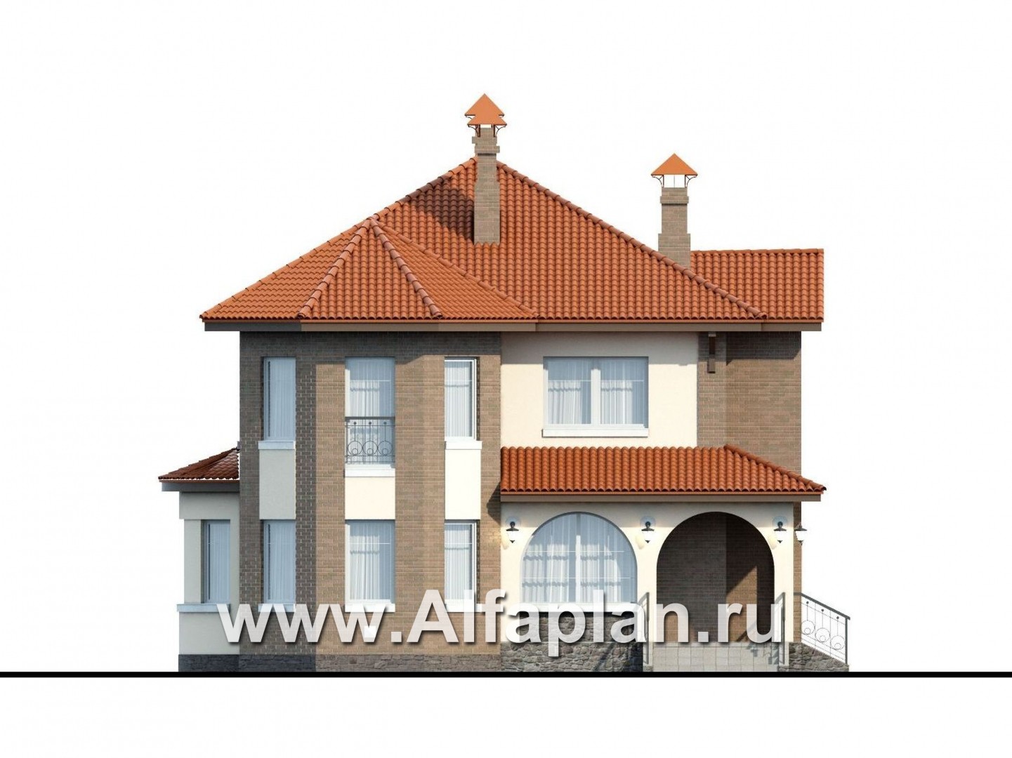 Проекты домов Альфаплан - «Митридат» -  коттедж в средиземноморском стиле - изображение фасада №1