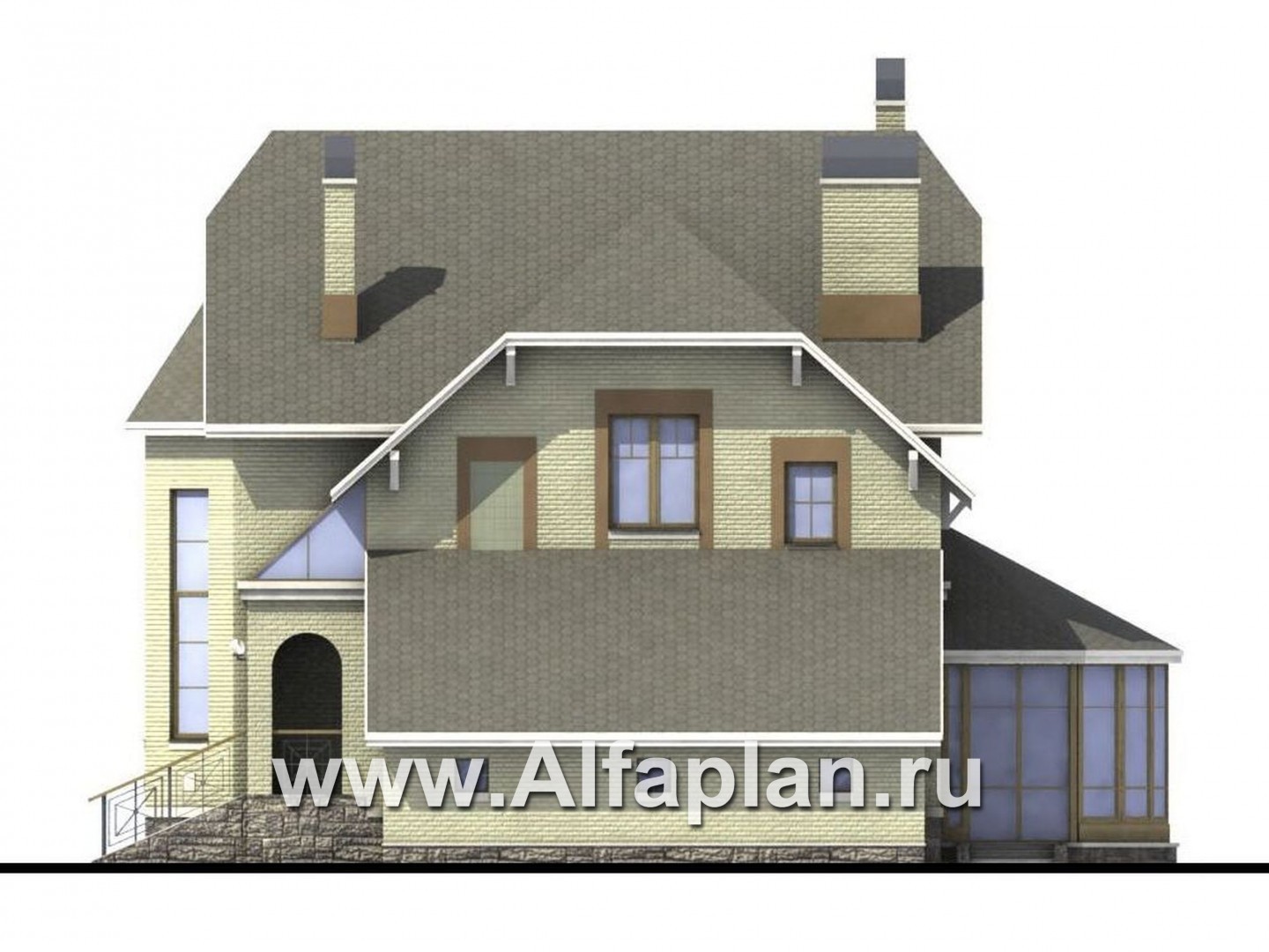 Проекты домов Альфаплан - «Эстрелл» - загородный дом с просторной гостиной - изображение фасада №2