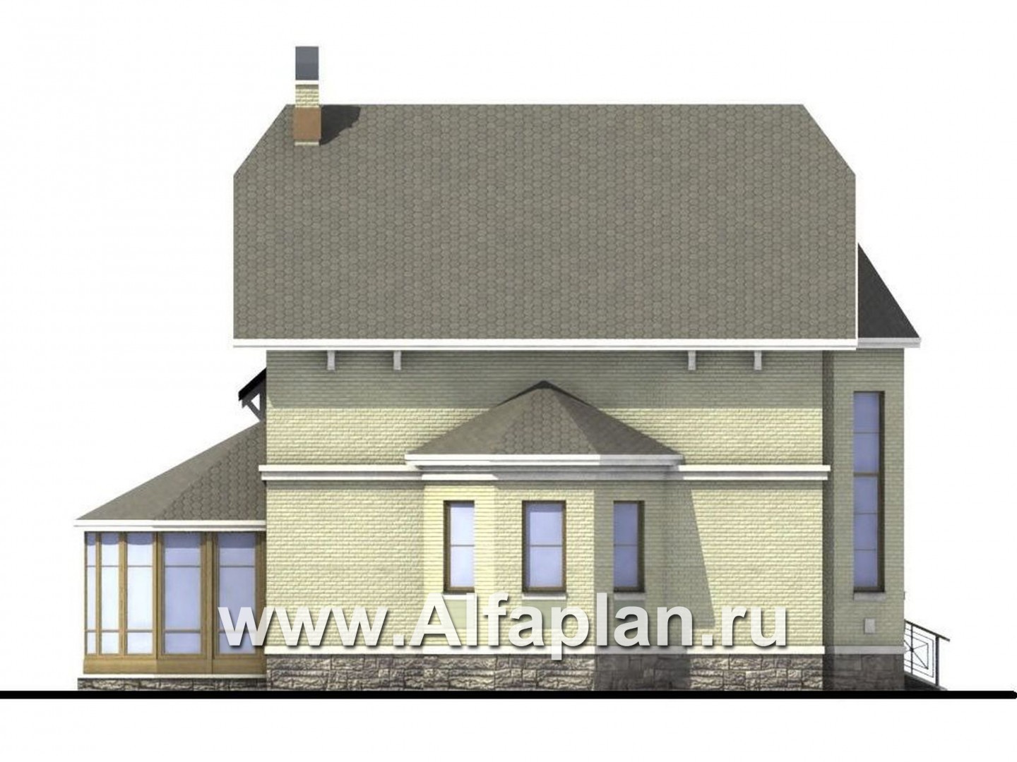 Проекты домов Альфаплан - «Эстрелл» - загородный дом с просторной гостиной - изображение фасада №3