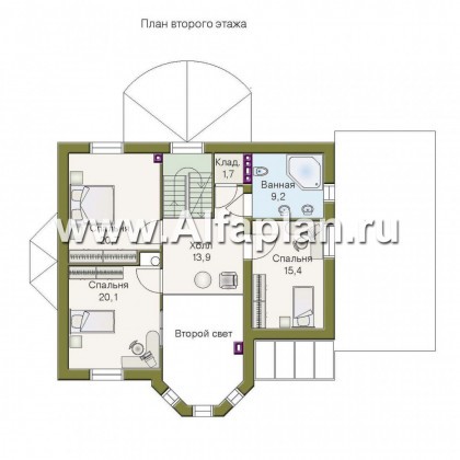 Проекты домов Альфаплан - «Эстрелл» - загородный дом с просторной гостиной - превью плана проекта №2