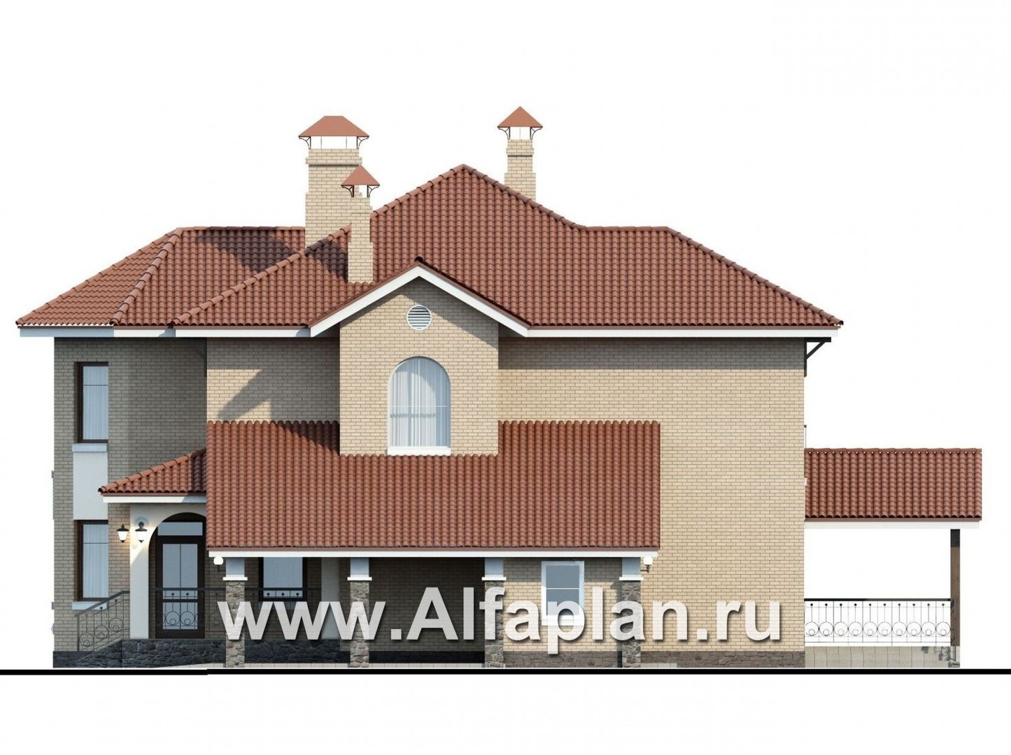 Проекты домов Альфаплан - «Митридат»- коттедж в средиземноморском стиле - изображение фасада №2