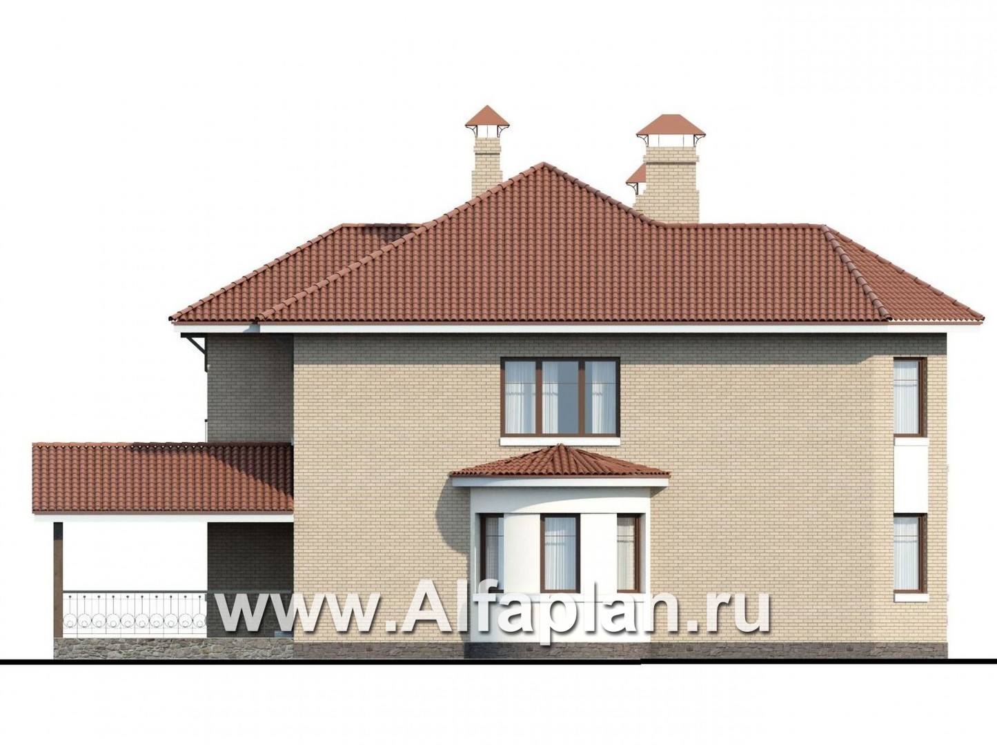 Проекты домов Альфаплан - «Митридат»- коттедж в средиземноморском стиле - изображение фасада №3