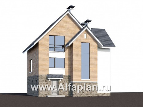 «Сапфир» - проект двухэтажного дома с мансардой, с гаражом на 2 авто в цоколе, в современном стиле - превью дополнительного изображения №1