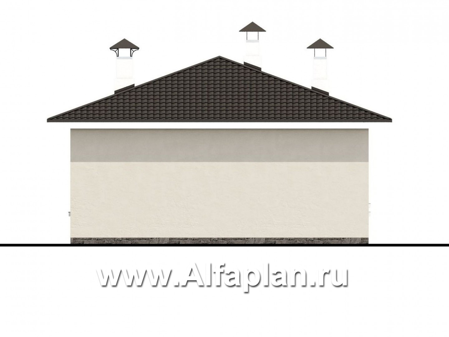 Проекты домов Альфаплан - «Мелета» - проект одноэтажного дома из газобетона, 3 спальни, с террасой, в современном стиле - изображение фасада №4