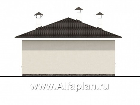 Проекты домов Альфаплан - «Мелета» - проект одноэтажного дома из газобетона, 3 спальни, с террасой, в современном стиле - превью фасада №4