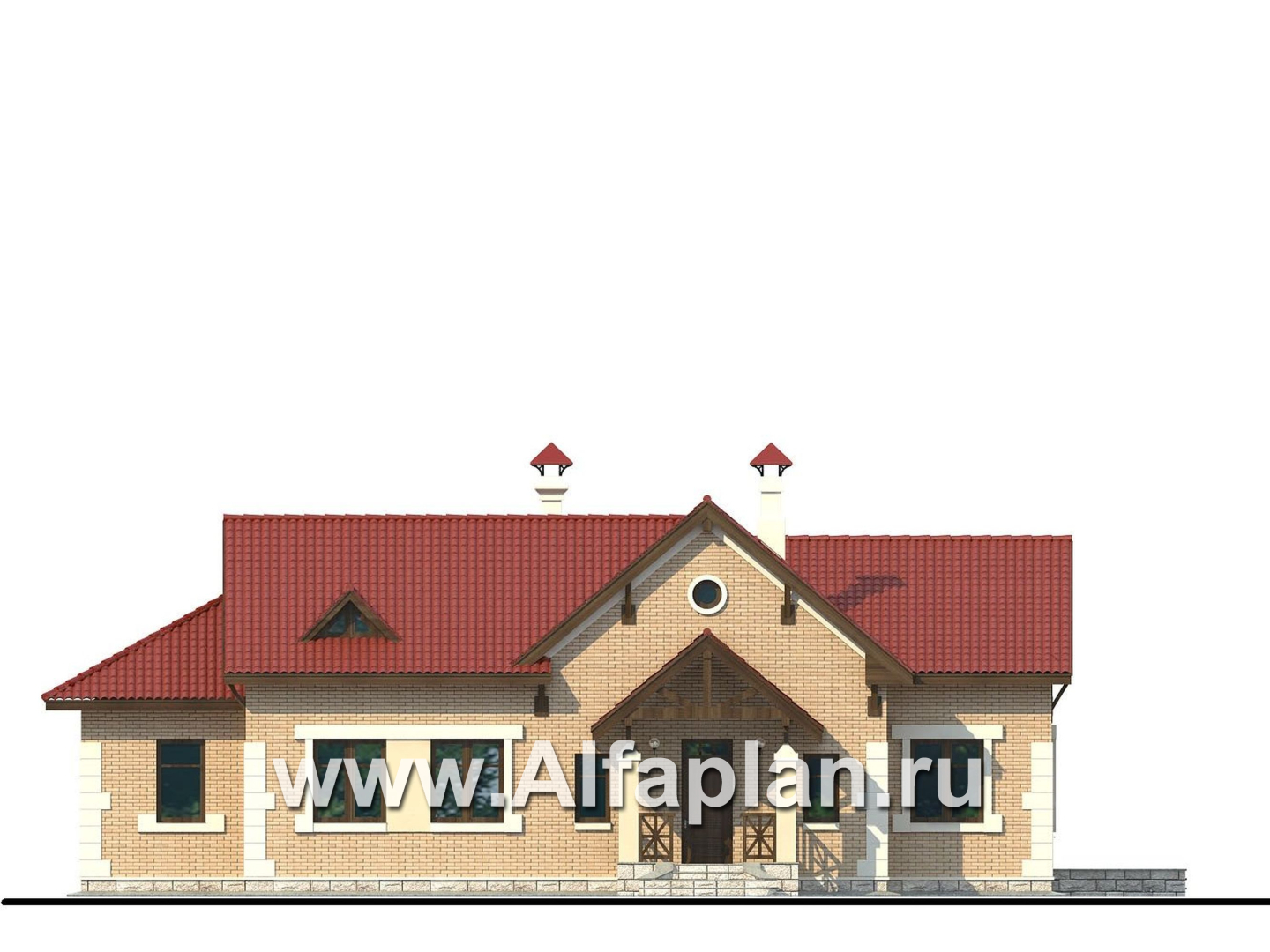 «Поместье» - проект одноэтажного дома, из кирпича, в классическом стиле - фасад дома