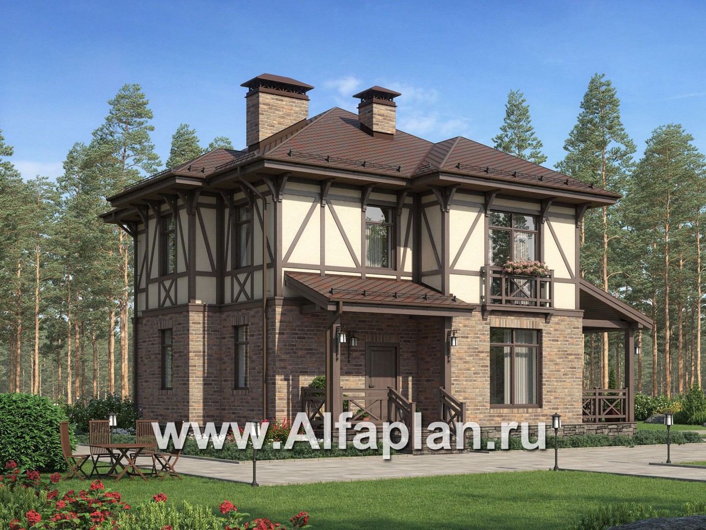 Проекты домов Альфаплан - Удобный двухэтажный дом для большой семьи - дополнительное изображение №1
