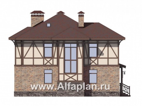 Проекты домов Альфаплан - Удобный двухэтажный дом для большой семьи - превью фасада №1