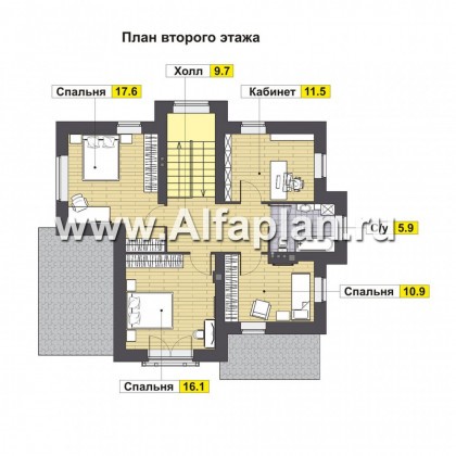 Проекты домов Альфаплан - Удобный двухэтажный дом для большой семьи - превью плана проекта №2