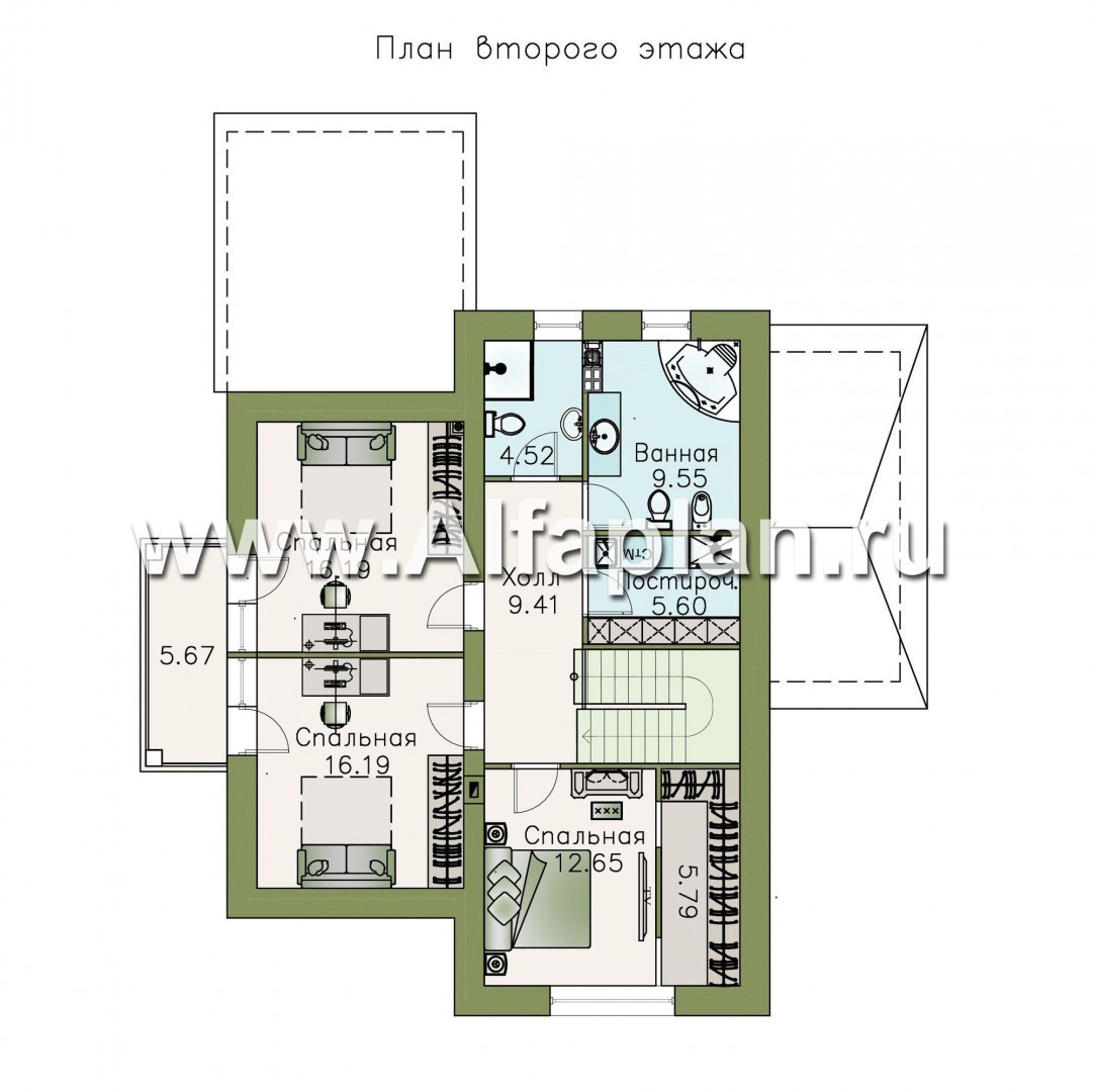 Проекты домов Альфаплан - «Золушка» - удобный и комфортный мансардный дом - план проекта №2
