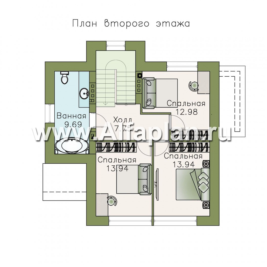 Проекты домов Альфаплан - «Сапфир» - проект двухэтажного дома с мансардой, с сауной в цокольном этаже, с панорамным остеклением в современном стиле - изображение плана проекта №3