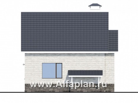 Проекты домов Альфаплан - «Сапфир» - проект двухэтажного дома с мансардой, с сауной в цокольном этаже, с панорамным остеклением в современном стиле - превью фасада №2