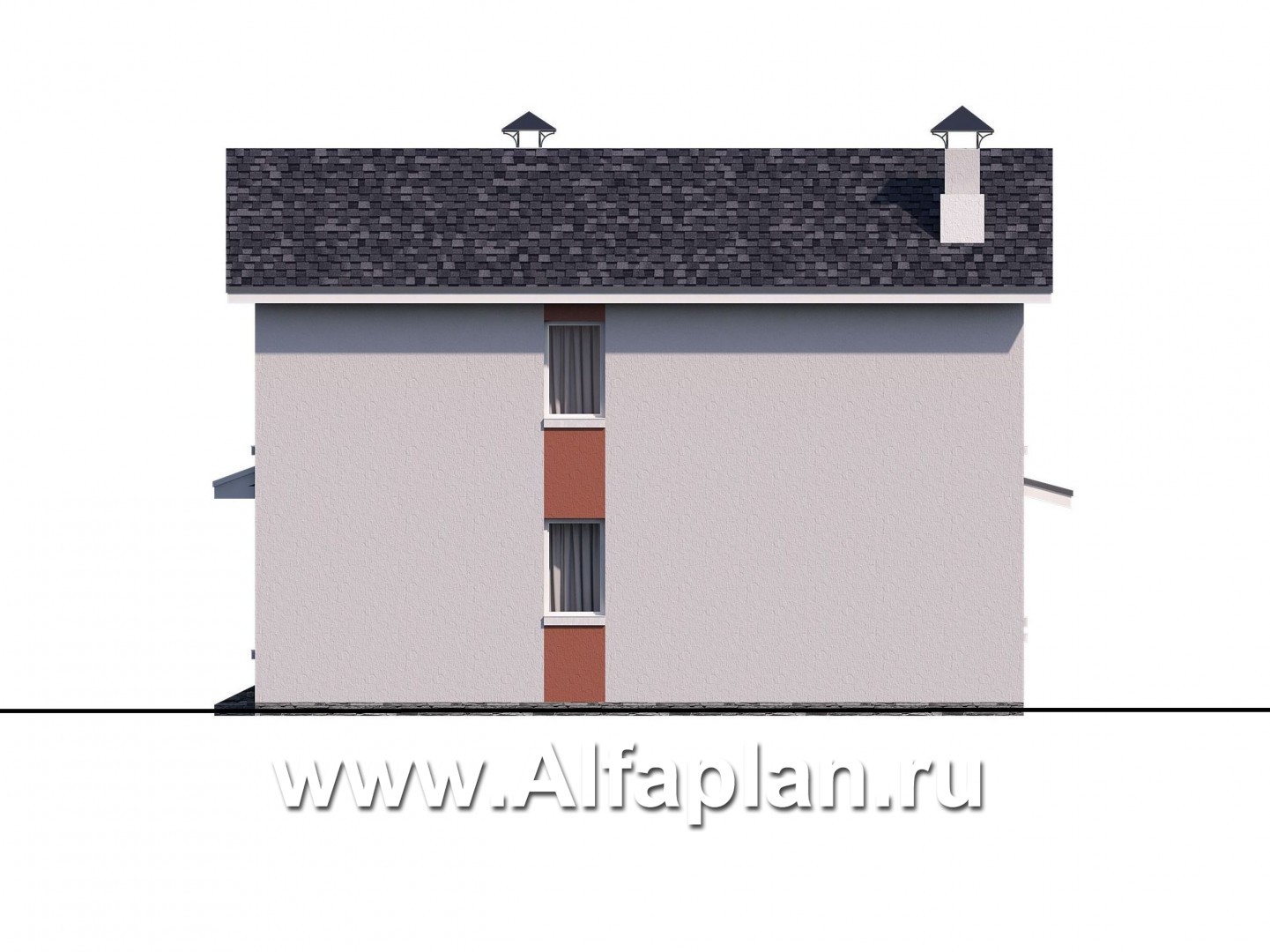 «Медиана» - проект двухэтажного дома из газобетона, с террасой - фасад дома