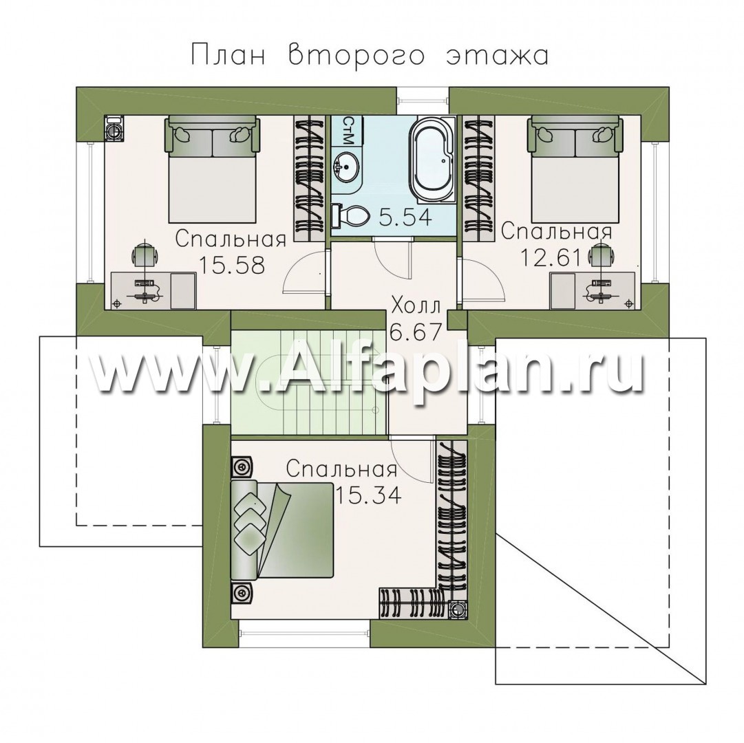 «Медиана» - проект двухэтажного дома из газобетона, с террасой - план дома