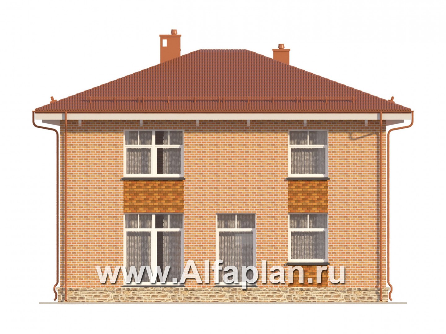Проекты домов Альфаплан - Двухэтажный дом с простой удобной планировкой - изображение фасада №2