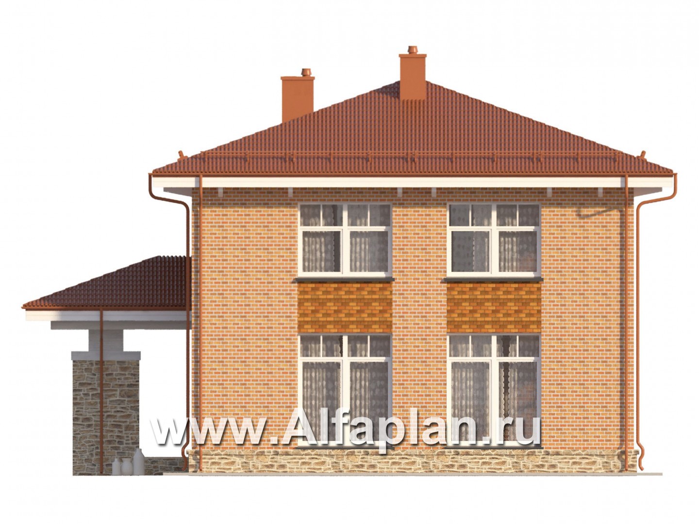 Проекты домов Альфаплан - Двухэтажный дом с простой удобной планировкой - изображение фасада №3