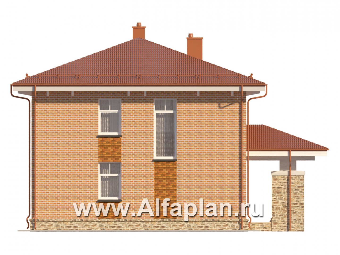 Проекты домов Альфаплан - Двухэтажный дом с простой удобной планировкой - изображение фасада №4
