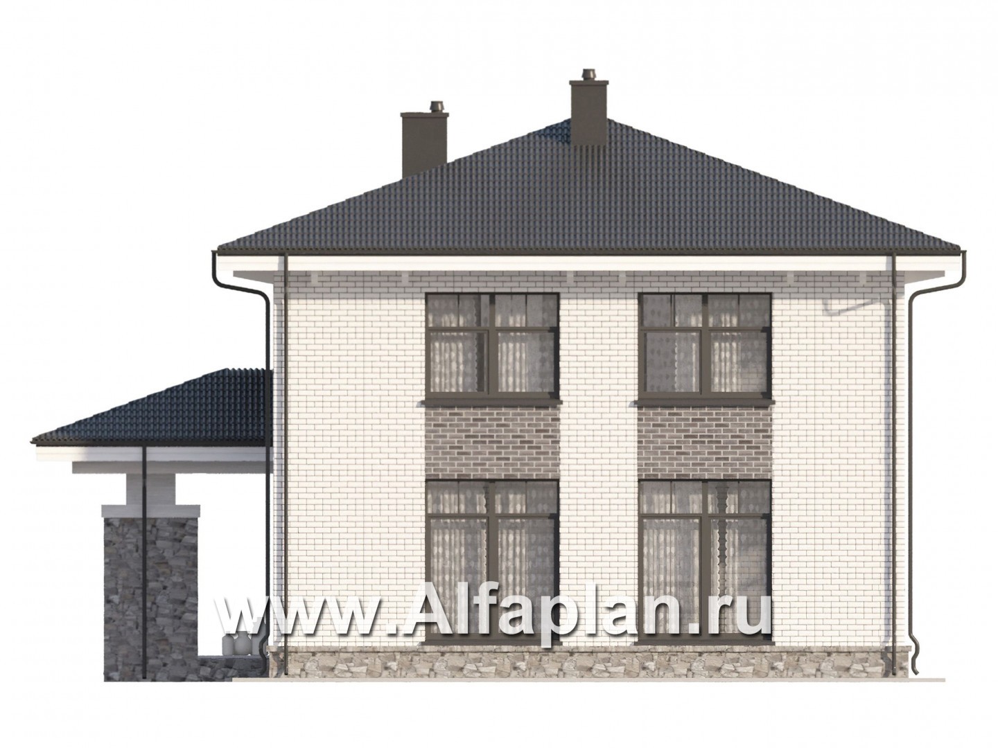 Проекты домов Альфаплан - Двухэтажный дом с простой удобной планировкой - изображение фасада №7