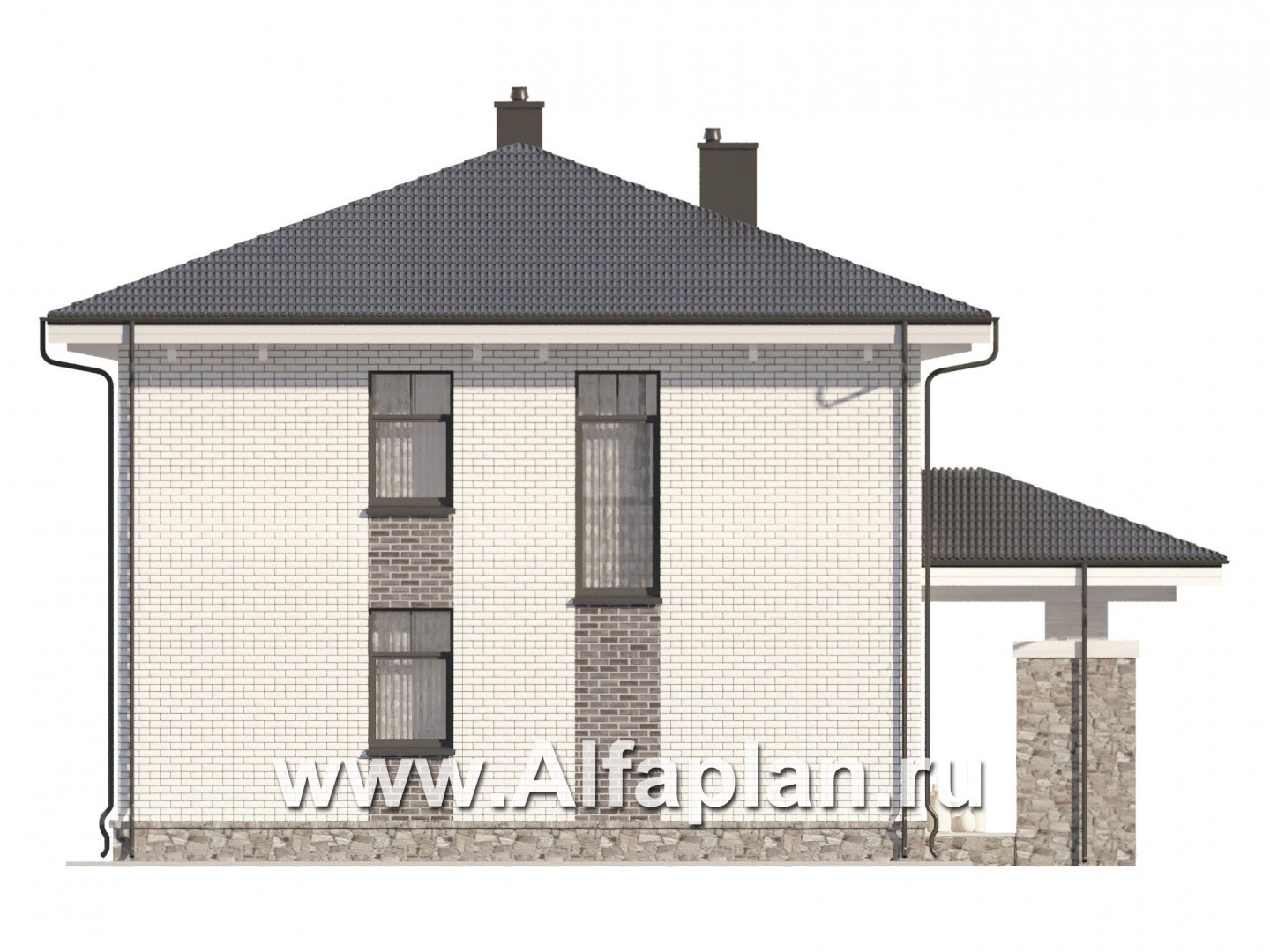 Проекты домов Альфаплан - Двухэтажный дом с простой удобной планировкой - изображение фасада №8