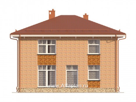 Проекты домов Альфаплан - Двухэтажный дом с простой удобной планировкой - превью фасада №2