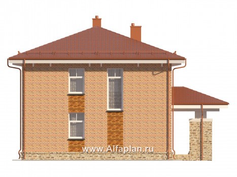 Проекты домов Альфаплан - Двухэтажный дом с простой удобной планировкой - превью фасада №4