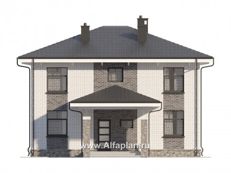 Проекты домов Альфаплан - Двухэтажный дом с простой удобной планировкой - превью фасада №5