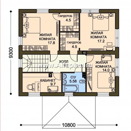 Проекты домов Альфаплан - Двухэтажный дом с простой удобной планировкой - превью плана проекта №2
