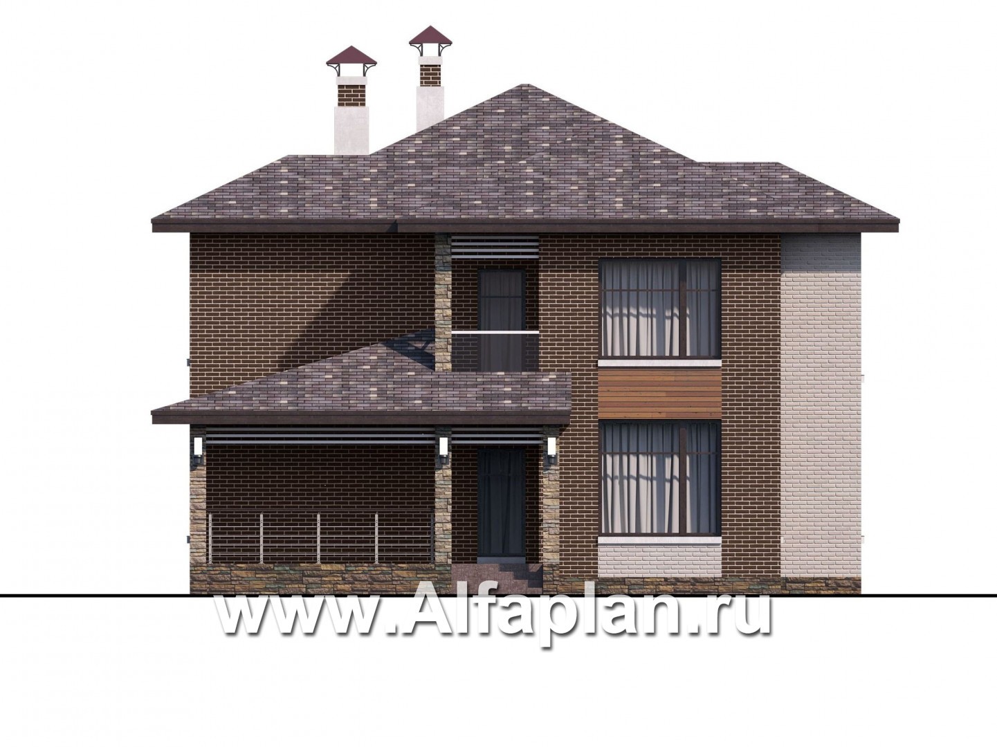 Проекты домов Альфаплан - «Эридан» - красивый проект двухэтажного дома, с террасой, в современном стиле - изображение фасада №4