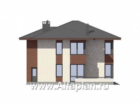 Проекты домов Альфаплан - Двухэтажный дом в современном стиле - превью фасада №4