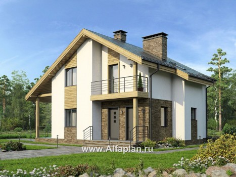 Проекты домов Альфаплан - Проект современного мансардного кирпичного дома - превью дополнительного изображения №1