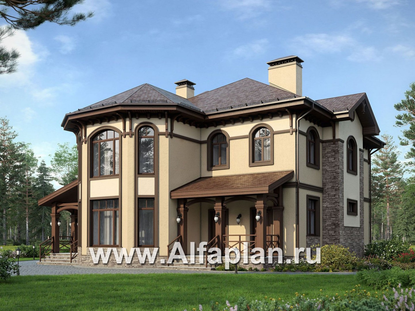 Проекты домов Альфаплан - Респектабельный двухэтажный дом - основное изображение