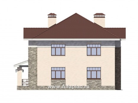 Проекты домов Альфаплан - Красивый коттедж с двусветной гостиной - превью фасада №4