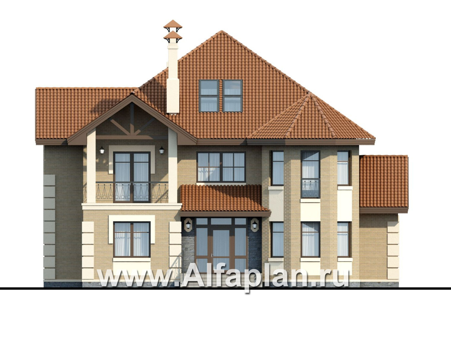 Проекты домов Альфаплан - «Воронцов»- коттедж с комфортной планировкой - изображение фасада №1