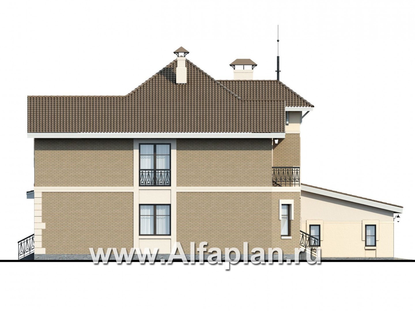 Проекты домов Альфаплан - «Феникс» - двухэтажный коттедж с компактным планом - изображение фасада №3