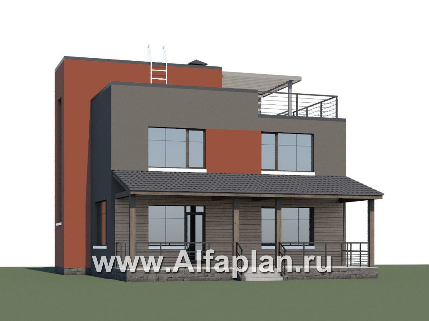Проекты домов Альфаплан - «Пристань» - проект дома с плоской эксплуатируемой кровлей - дополнительное изображение №1