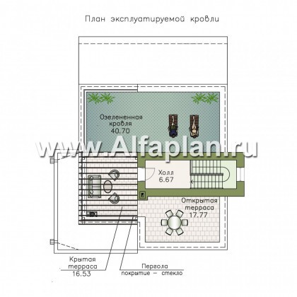 Проекты домов Альфаплан - «Пристань» - проект дома с плоской эксплуатируемой кровлей - превью плана проекта №3