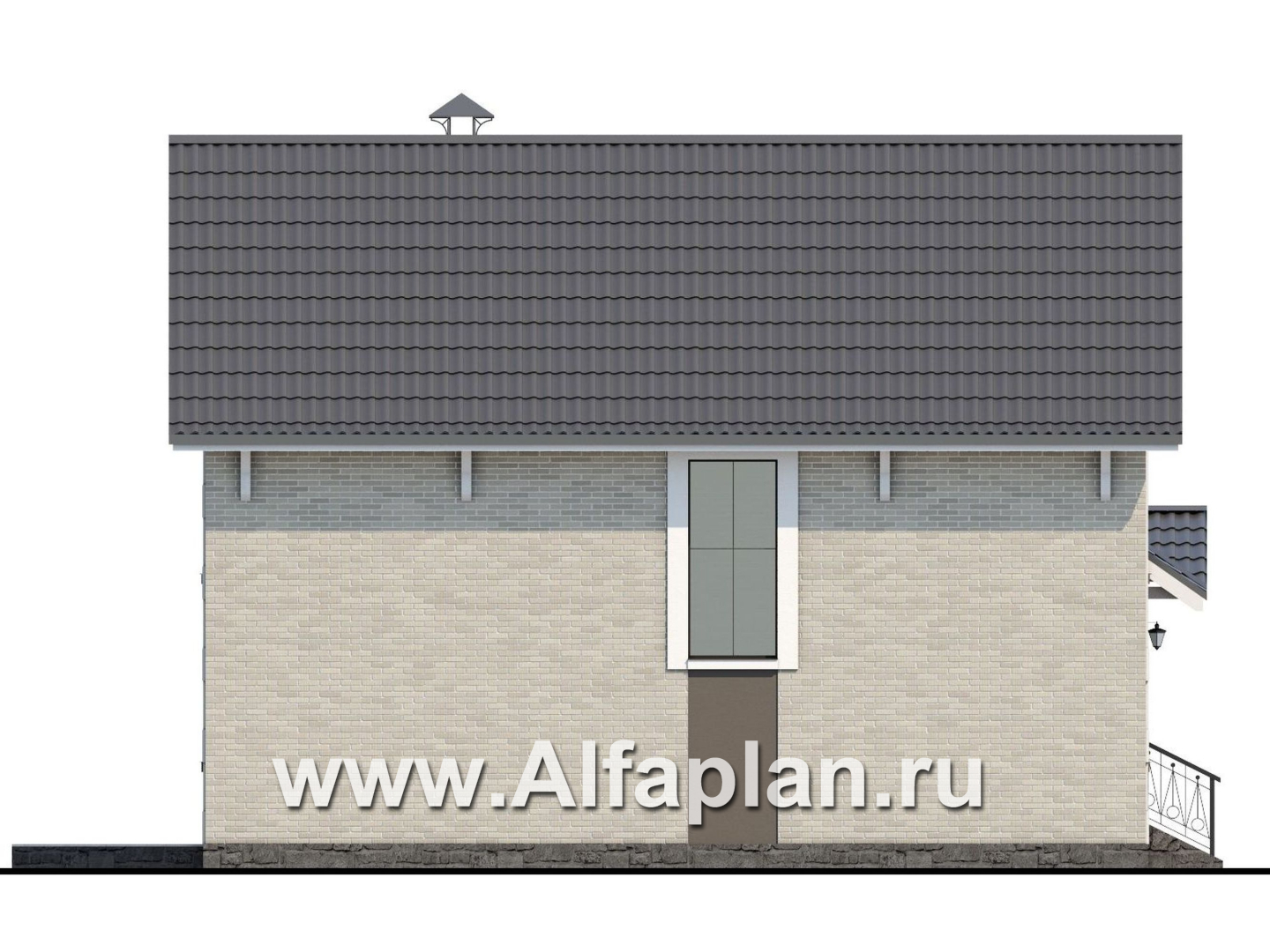 Проекты домов Альфаплан - «Кадет» - проект дома с мансардой, из кирпича, в стиле эклектика - изображение фасада №3